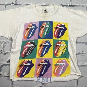 Vintage 1989 Rolling Stones Andy Warhol North American tour T-shirt Cropped Sz M